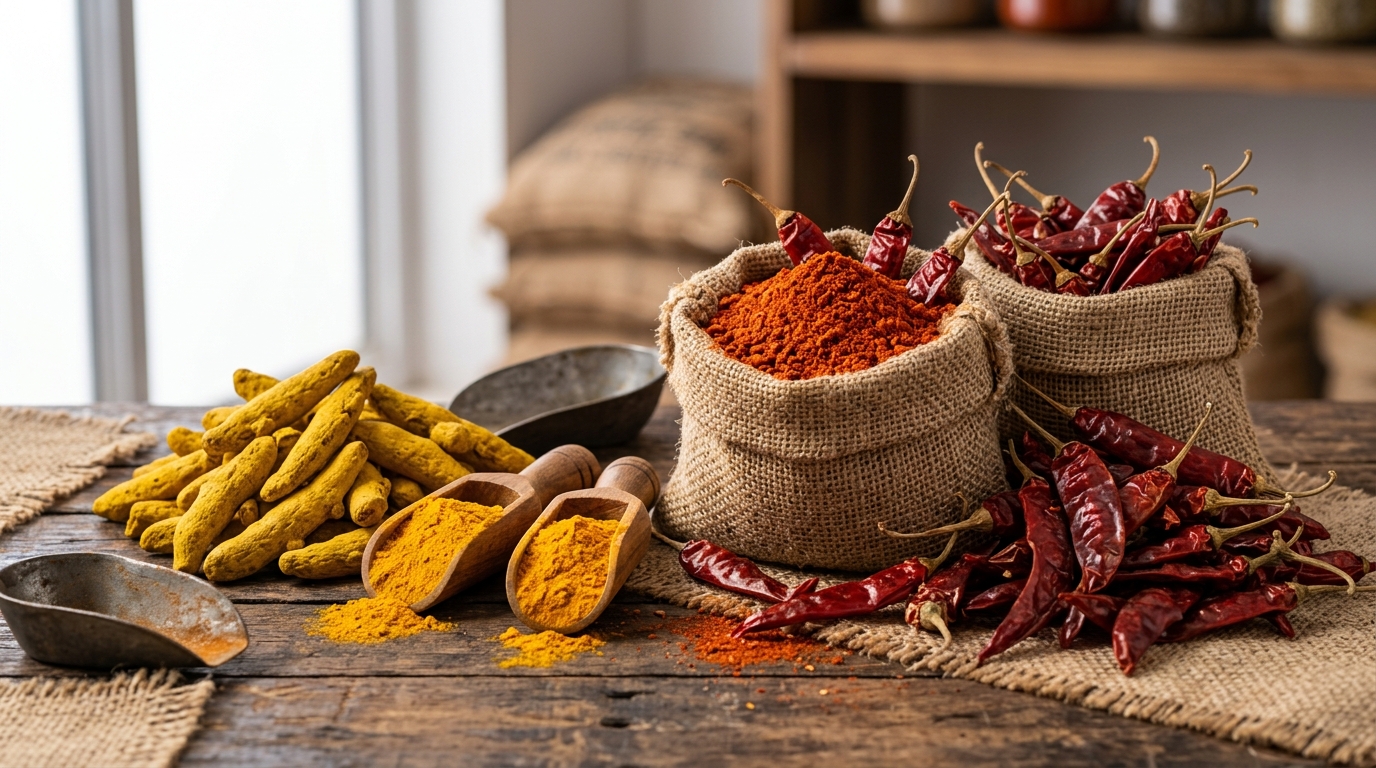Turmeric and Red Chilies